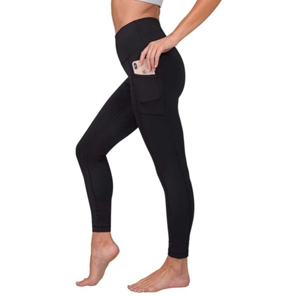 90 DEGREE BY REFLEX Interlink Side Pocket High Waist Black Leggings Large - Picture 1 of 8